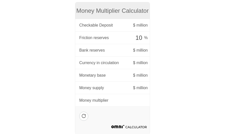 Money Multiplier Calculator JSitor