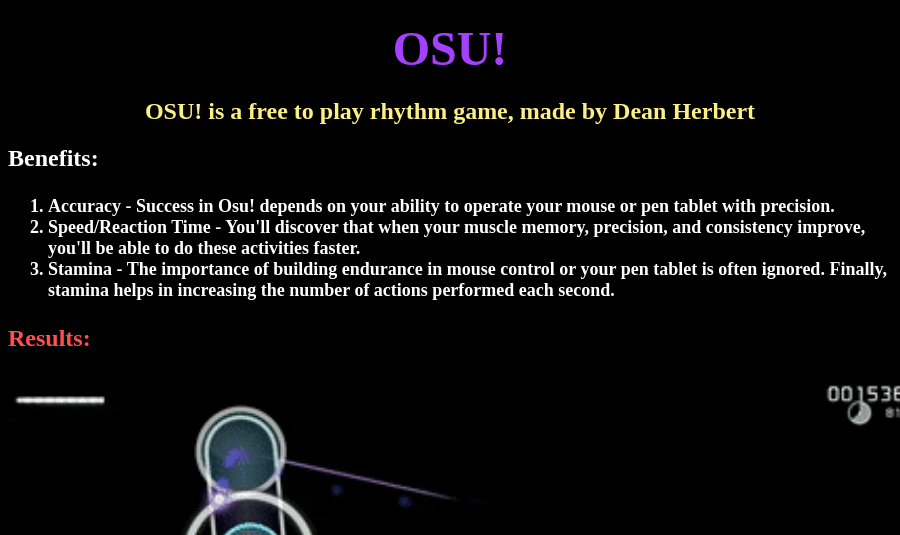 Osu! is a free-to-play online rhythm game.